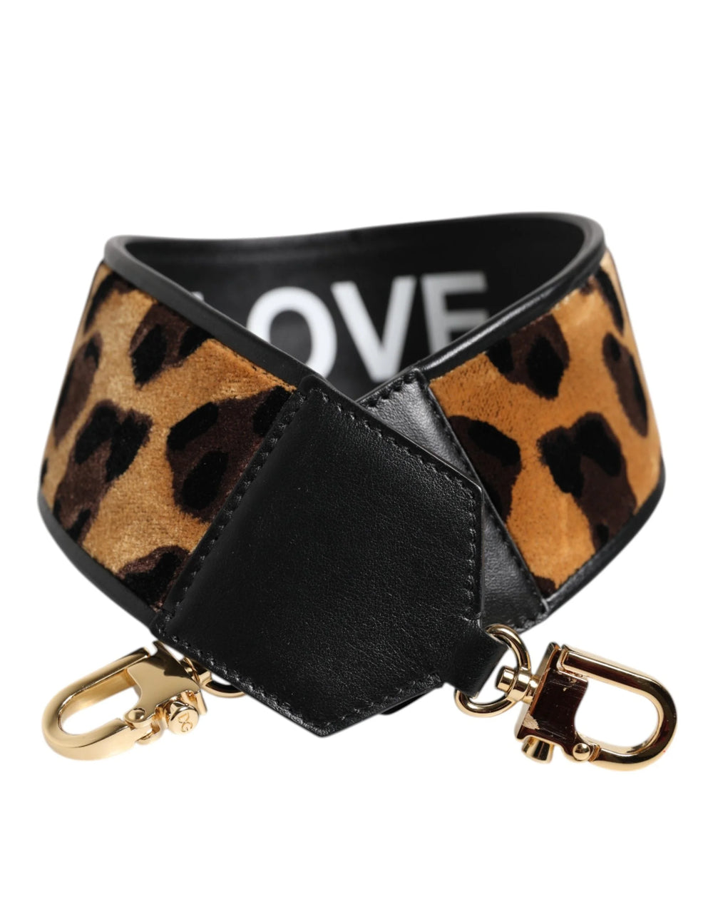 Dolce & Gabbana Black Leopard Print Reversible Bag Shoulder Strap - Handbag & Wallet Accessories