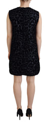 Dolce & Gabbana Black Leopard Shift Mini Polyester Dress - IT40|S - Dresses