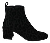 Dolce & Gabbana Black Leopard Short Boots Zipper Shoes - EU36.5/US6 - Boots