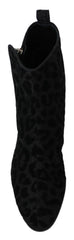 Dolce & Gabbana Black Leopard Short Boots Zipper Shoes - EU36.5/US6 - Boots