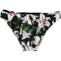 Dolce & Gabbana Black Lily Print Swimwear Bottom Beachwear Bikini - IT2 | S - Classic Bikinis