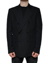 Dolce & Gabbana Black Linen Double Breasted Dress Blazer - IT54 | XL - Sport Jackets