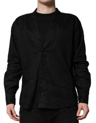 Dolce & Gabbana Black Linen Long Sleeves Men Casual Shirt - IT38 | XS - Shirts