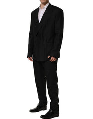 Dolce & Gabbana Black Linen Slim Fit Formal 2 Piece Suit - IT58 | 3XL