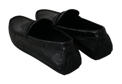 Dolce & Gabbana Black Lizard Leather Flat Loafers Shoes - EU39/US6