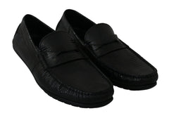 Dolce & Gabbana Black Lizard Leather Flat Loafers Shoes - EU39/US6