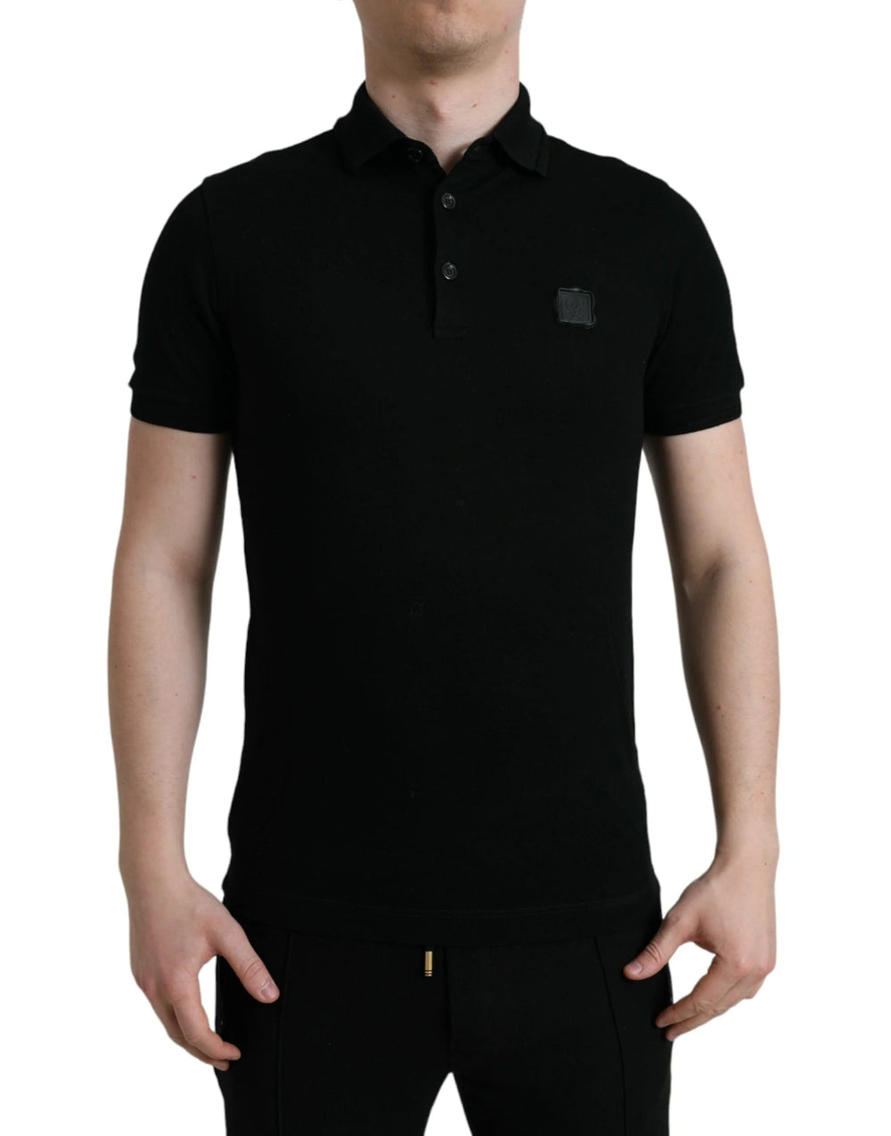 Dolce & Gabbana Black Logo Collared Short Sleeve T-shirt - IT46 | S - Polos