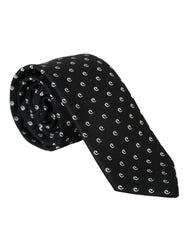 Dolce & Gabbana Black Logo Cotton Blend Adjustable Tie - Neckties