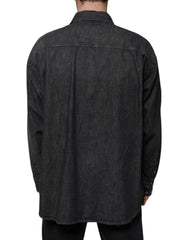 Dolce & Gabbana Black Logo Cotton Button Down Denim Shirt - Shirts