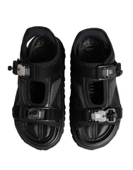 Dolce & Gabbana Sandálias Masculinas Pretas com Logótipo e Sola Plataforma