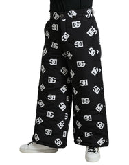 Dolce & Gabbana Black Logo DG Print Wide Leg Pants - IT48 | M - Trousers