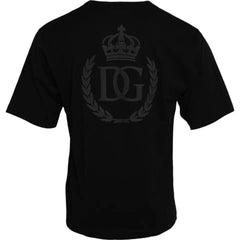 Dolce & Gabbana Black Logo Embossed Cotton Crew Neck T-shirt - T-Shirts