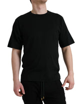 Dolce & Gabbana Black Logo Embossed Crew Neck Short Sleeves T-shirt - IT44 | S - T-Shirts