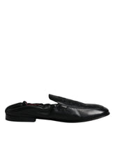 Dolce & Gabbana Black Logo Embroidered Leather Loafer Men Dress Shoes - EU40/US7 - Flats