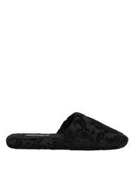 Dolce & Gabbana Black Logo Embroidered Slippers Flats Shoes - EU44/US11