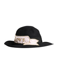 Dolce & Gabbana Black Logo Embroidered Women Wide Brim Hat - 57 cm|S - Sun Hats