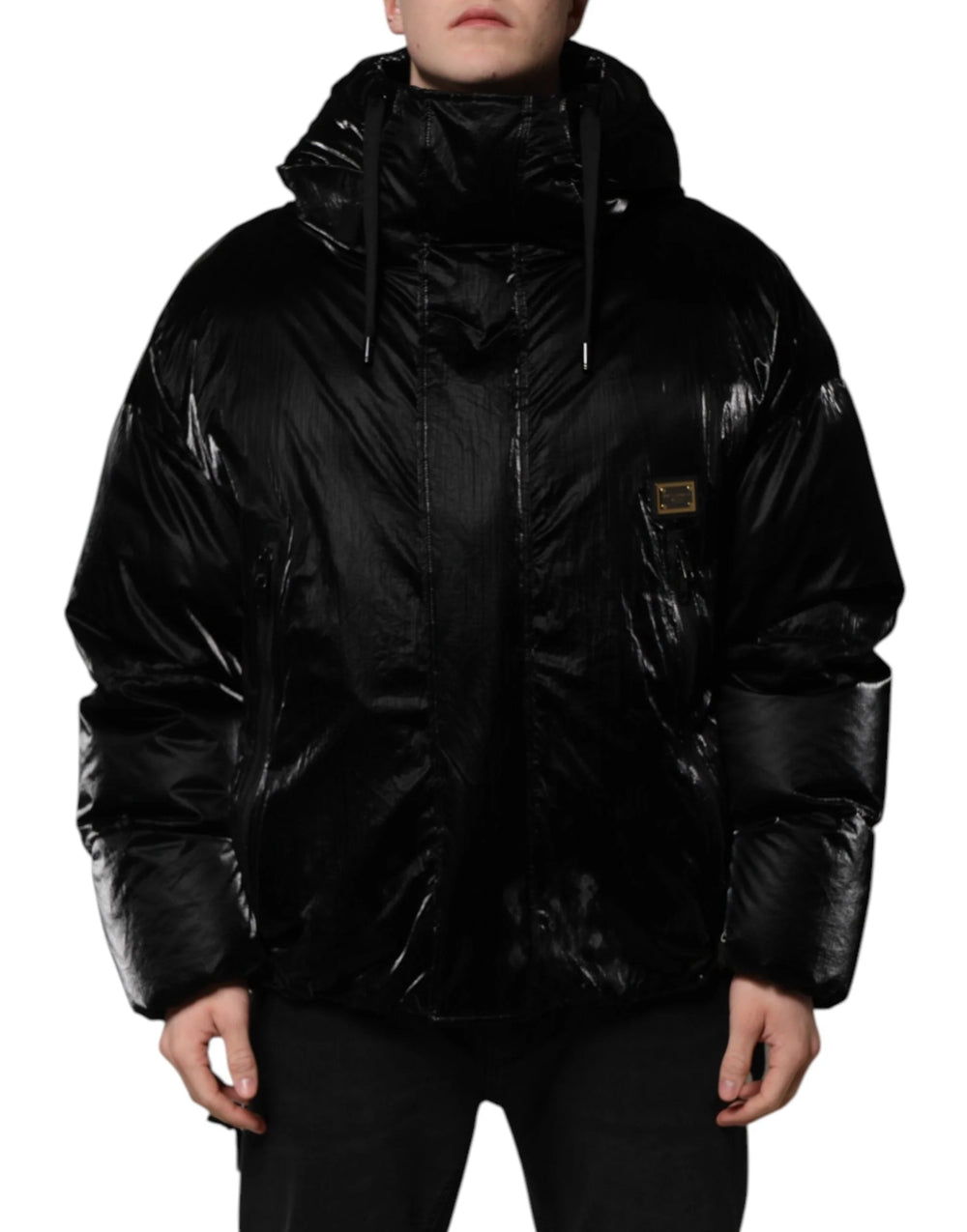 Dolce & Gabbana Black Logo Full Zip Hooded Quilted Jacket - IT54 | XL