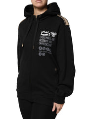 Dolce & Gabbana Black Logo Hooded Full Zip Sweatshirt Jacket - IT38 | XS - Track Jackets