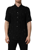 Dolce & Gabbana Black Logo Monogram Short Sleeves Men Shirt - IT41 | L