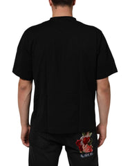 Dolce & Gabbana Black Logo Patch Cotton Men Crew Neck T-shirt - T-Shirts
