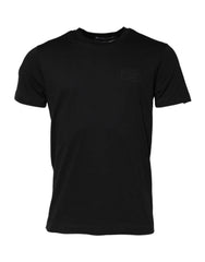 Dolce & Gabbana Black Logo Plaque Cotton Crew Neck T-shirt - IT50 | L - T-Shirts
