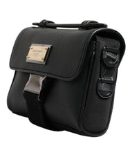 Dolce & Gabbana Black Logo Plaque Leather Buckled Shoulder Crossbody Bag - Cross Body Bags