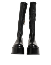 Dolce & Gabbana Black Logo Plaque Over The Calf Boots Shoes - EU44/US11