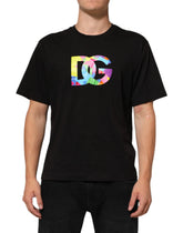 Dolce & Gabbana Black Logo Print Cotton Crew Neck T-shirt - IT44 | XS