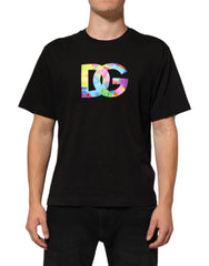 Dolce & Gabbana Black Logo Print Cotton Crew Neck T-shirt - IT44 | XS