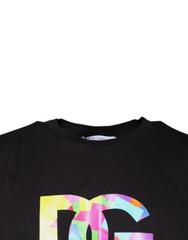 Dolce & Gabbana Black Logo Print Cotton Crew Neck T-shirt - IT56 | XXL - T-Shirts
