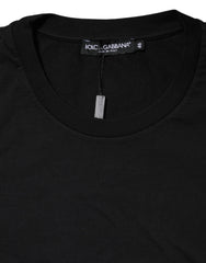 Dolce & Gabbana Black Logo Print Cotton Men Crew Neck T-shirt - IT46 | S - T-Shirts