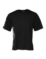Dolce & Gabbana Black Logo Print Cotton Men Crew Neck T-shirt - IT46 | S - T-Shirts