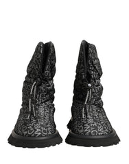 Dolce & Gabbana Black Logo Print Lace Up Snow Boots Shoes - EU44/US11