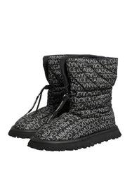 Dolce & Gabbana Cerné Sněhule s Logem a Šňůrkami - EU44/US11 - Boty