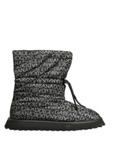 Dolce & Gabbana Black Logo Print Lace Up Snow Boots Shoes - EU44/US11