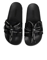 Dolce & Gabbana Black logo print Slides Beachwear Shoes - EU36/US5.5