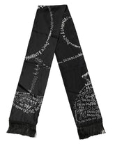 Dolce & Gabbana Black Logo Script Print Sik Foulard 137.5cm X 15cm Scarf