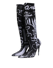 Dolce & Gabbana Black Logo Stretch Heels High Boots Shoes - EU36/US6 - Boots