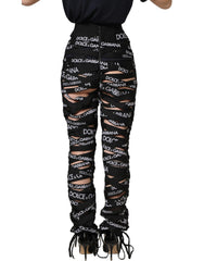 Dolce & Gabbana Black Logo Tape Cut Out Skinny High Waist Pants - IT40|S