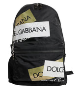 Dolce & Gabbana Black Logo Tape Polyamide School Travel Backpack Bag - Backpacks