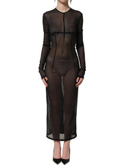Dolce & Gabbana Black Long Sleeve Sheer Fitted Maxi Dress - IT40|S