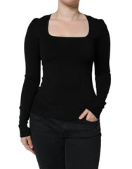 Dolce & Gabbana Black Long Sleeves Blouse Square Neck Top - IT42|M - Blouses