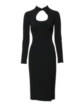 Dolce & Gabbana Black Long Sleeves Bodycon Sheath Midi Dress - IT38 | XS - Dresses