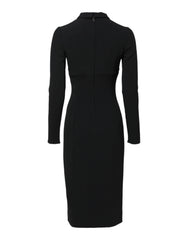 Dolce & Gabbana Black Long Sleeves Bodycon Sheath Midi Dress - IT38 | XS - Dresses
