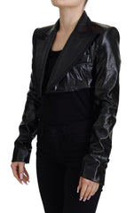 Dolce & Gabbana Black Long Sleeves Crop Blazer Cotton Jacket - IT40|S - Sport Jackets
