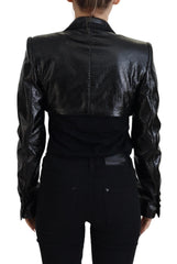 Dolce & Gabbana Black Long Sleeves Crop Blazer Cotton Jacket - IT40|S - Sport Jackets
