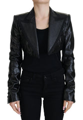Dolce & Gabbana Black Long Sleeves Crop Blazer Cotton Jacket - IT40|S - Sport Jackets