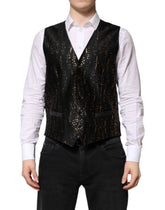 Dolce & Gabbana Black Lurex Dress Formal Men Waistcoat Vest - IT50 | L - Vests