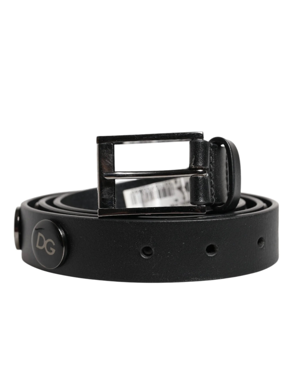 Dolce & Gabbana Black Luxury Leather DG Studs Buckle Belt - 90 cm / 36 Inches - Belts