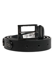 Dolce & Gabbana Black Luxury Leather DG Studs Buckle Belt - 90 cm / 36 Inches - Belts
